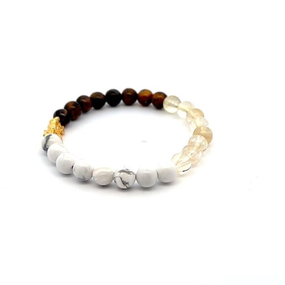 18K Gold Dragon Pixiu Piyao Lucky Charm Bracelet Zodiac Signs Gemini Gemstones 6 - Picture 5 of 5